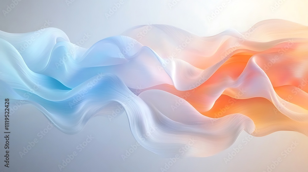 Poster minimalist conceptual design soft color palette with flowing abstract waves
