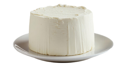 Fresh cream cheese plate with transparent background for culinary use