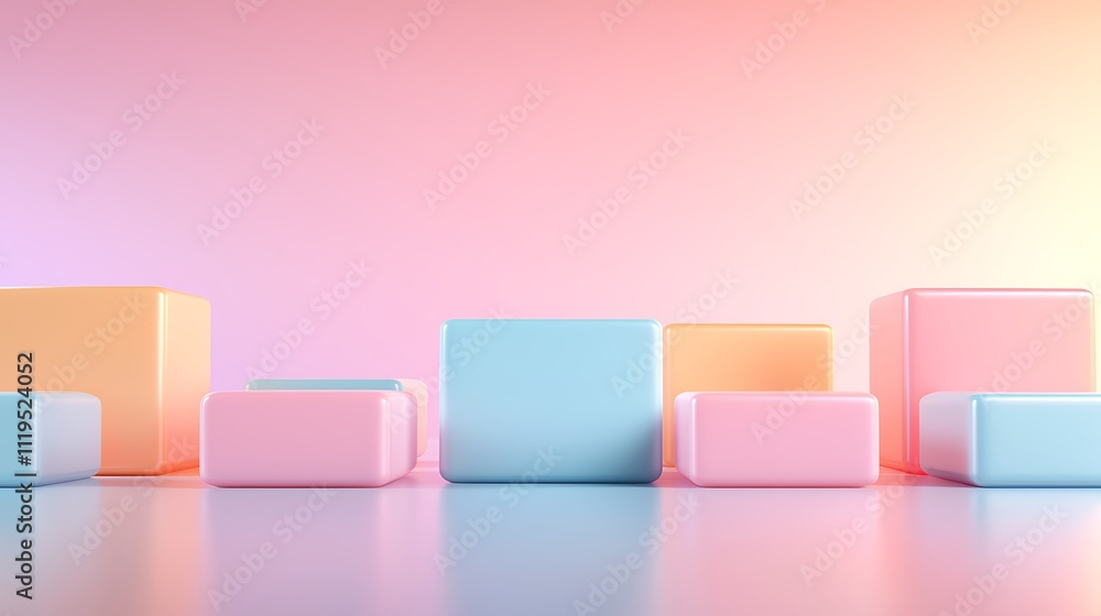 Poster creative digital art colorful block arrangement with soft lighting abstract background