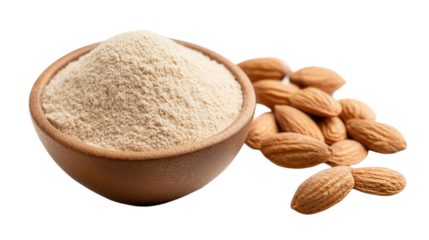 Isolated fresh almond flour transparent background for culinary uses high-quality food
