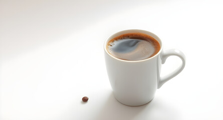 cup of coffee with beans with white isolated background