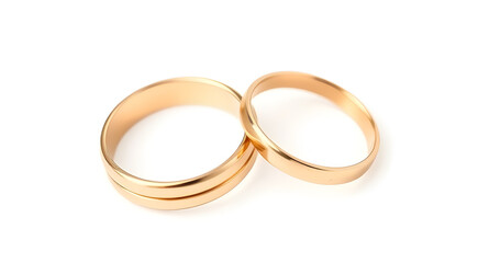 wedding gold ring with white solid background