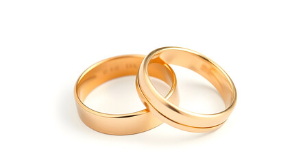 wedding gold ring with white solid background