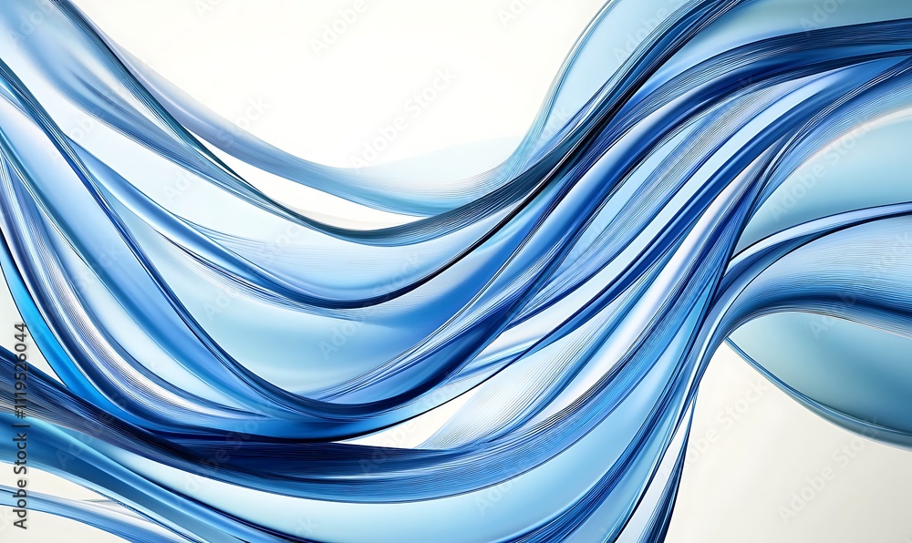 Poster abstract blue wave background flowing design element, generative ai