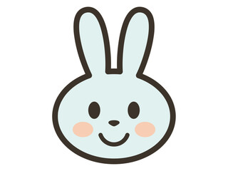 青いうさぎさんのにっこり笑顔のアイコンイラスト