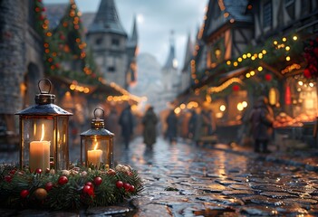 Fototapeta premium Weihnachten in einer mittelalterlichen Stadt