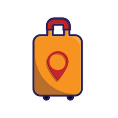 travel icon. suitcase and location.  Vacation vector Contains designs, travel, holidays, summer, holidays, tourism and more. flat color design style