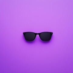 Black Sunglasses on a Bright Purple Background for Fashion Concept