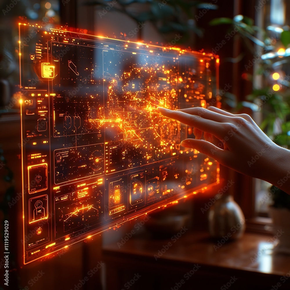 Poster holographic interface for smart home lighting temperature and security controls