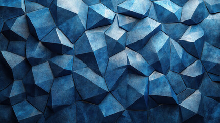 Fototapeta premium Dynamic Blue Polygonal Facet Background with Edgy 3D Triangles for Modern Design Concepts