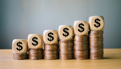 euro coins on a wooden background