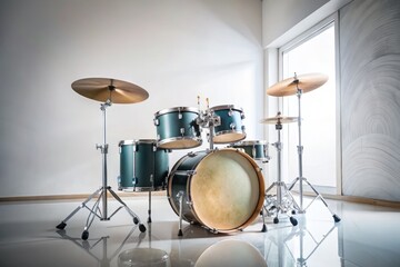 Fototapeta premium Conceptual Photography of Three Large Drums Set Apart on a Clean White Background for Artistic and Creative Visuals
