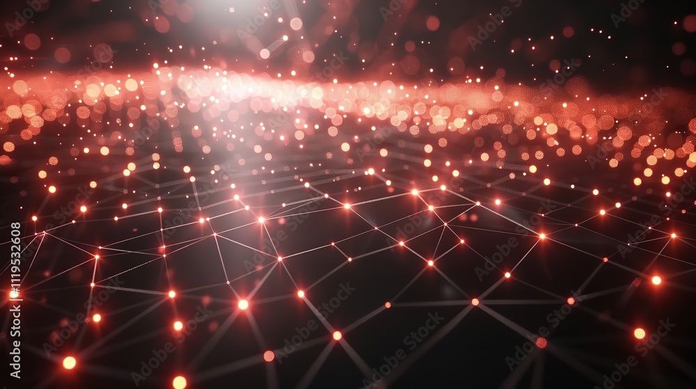 Poster technology pattern abstract net lines with small dots on every line technology background.
