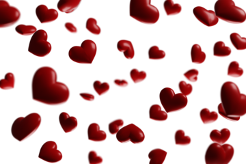 
Red valentine's hearts falling isolated on transparent white background.