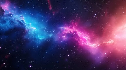 Vibrant cosmic landscape showcasing nebulae and starlit sky filled with swirling clouds and bright celestial bodies