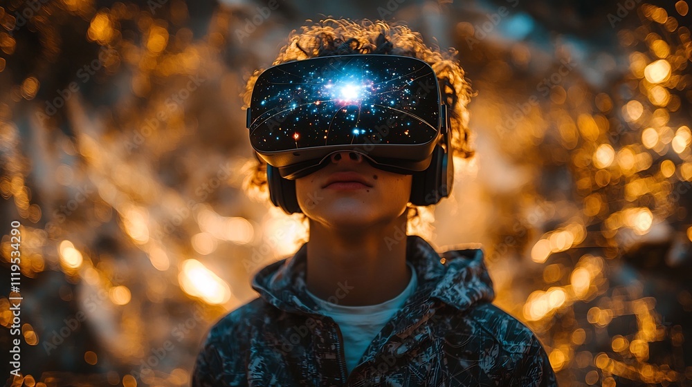 Poster virtual physics class where students manipulate laws of motion and gravity using vr technology