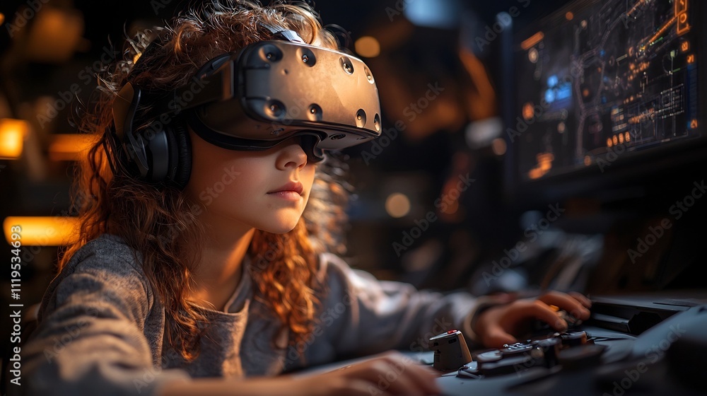 Poster virtual reality engineering class designing bridges vehicles and machines in simulated environment