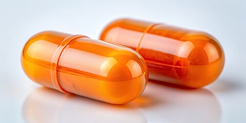 Vintage Orange Capsules, Retro Medicine, Pharmacy Still Life, Isolated Pill Photo