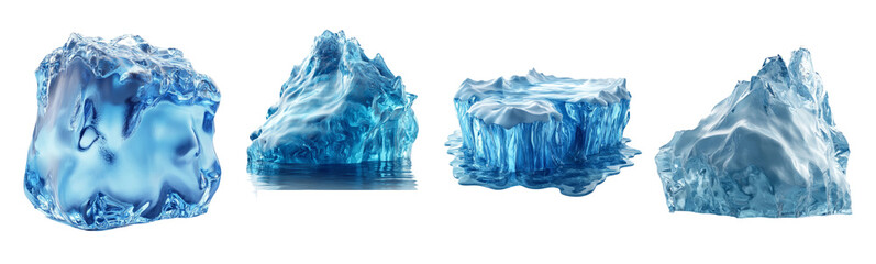 Fototapeta premium Ice Blocks on Transparent Background for Creative Projects