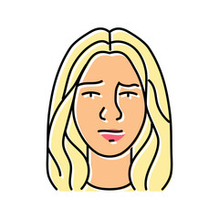 worry woman expression color icon vector. worry woman expression sign. isolated symbol illustration
