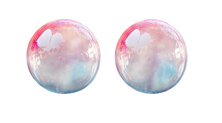 Obraz premium pastel pink and blue soap bubbles on transparent background