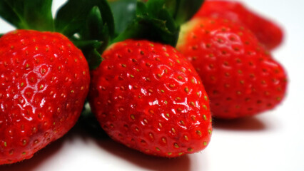 먹음직스러운 빨간 딸기 근접 촬영