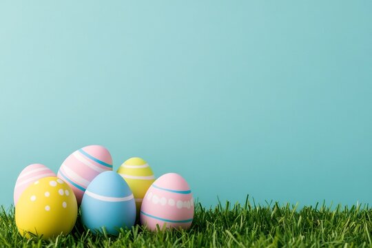 Vibrant Easter Egg Hunt Scene in a Sunny Garden with Colorful Decorated Eggs and Cheerful Spring Vibes