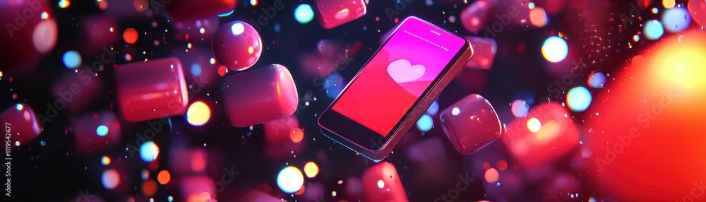 Poster futuristic mobile dashboard displaying heartbeat data ai-driven technology nighttime setting abstrac