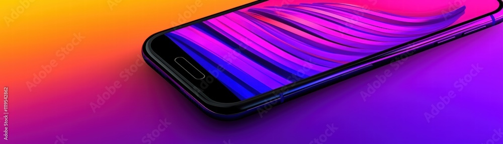 Poster futuristic mobile ai screen displaying enhanced detection features digital space vibrant colors mode