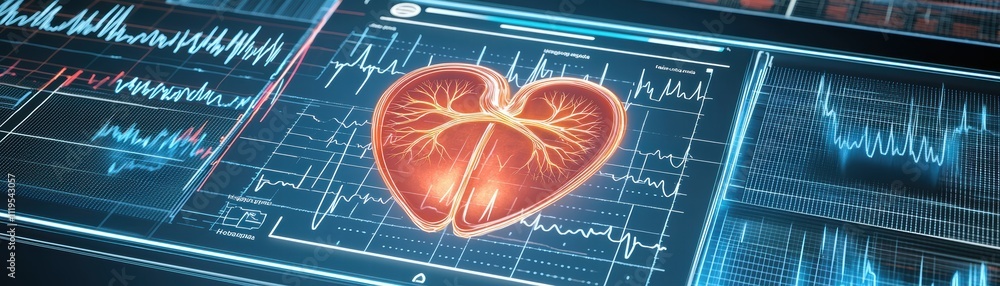 Aufkleber ai-powered mobile app for heart health monitoring in a futuristic digital environment