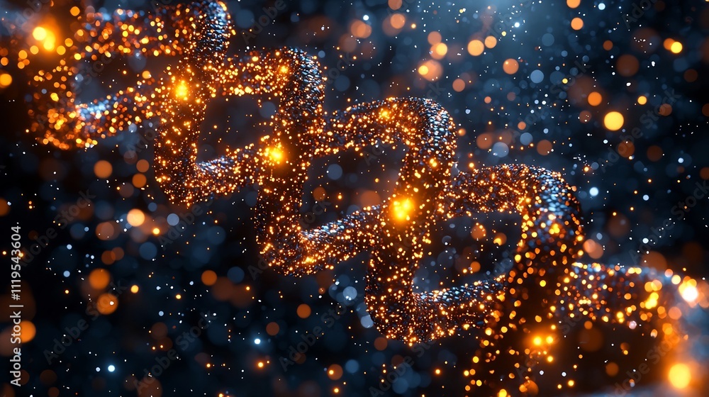 Poster glowing dna strand symbolizing precision in digital data encoding and storage
