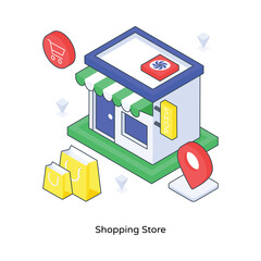 Shopping Store isometric Colored illustration. EPS File stock illustration