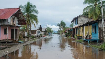 Fototapeta premium Coastal Flooding at Beachside Community