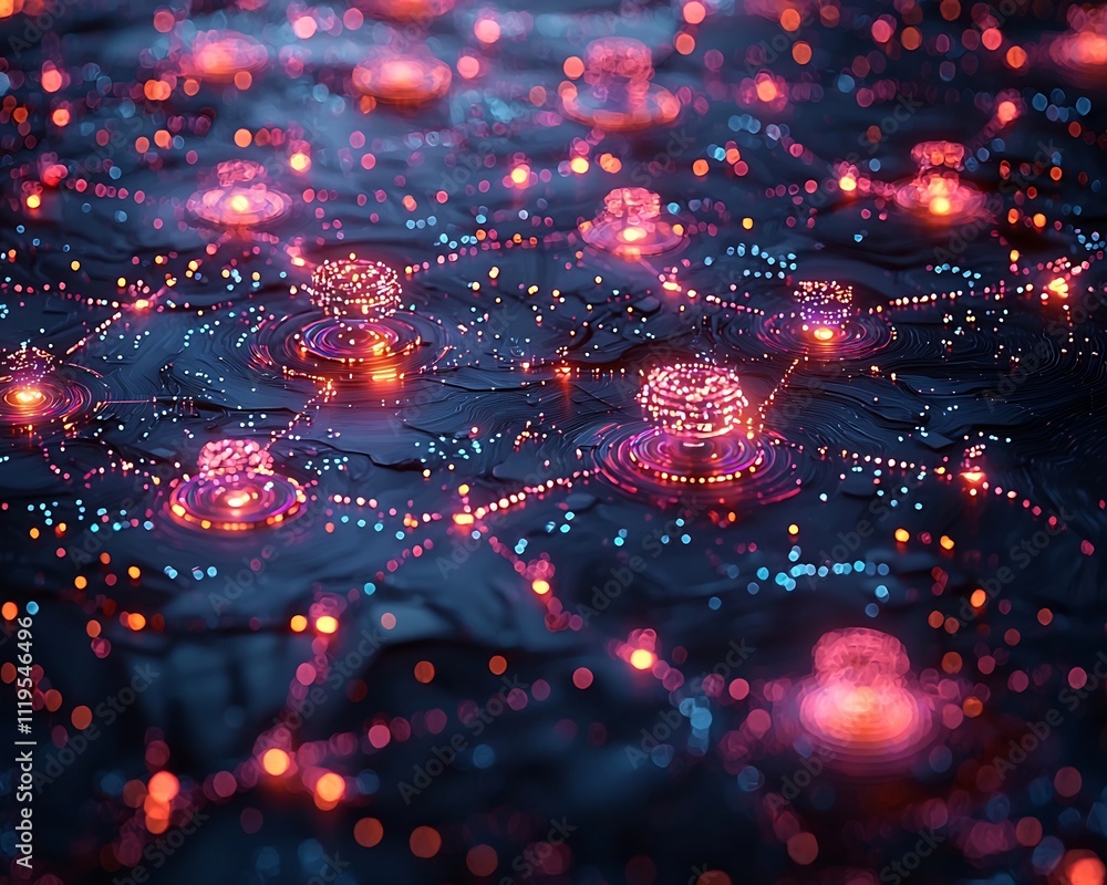 Poster holographic quantum internet nodes connected in real time with glowing data transfer