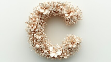 Obraz premium 3D letter 'C' covered in intricate flower designs and delicate floral details, 
