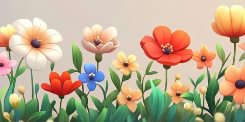Assorted Wildflowers in Soft Colors Displaying Playful Petals and Gentle Landscape, Perfect for Nature-Inspired Design Projects