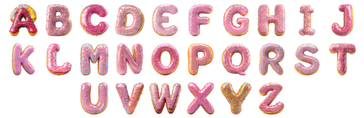 Pack A to Z alphabets Donut Style set over Transparent Background for Modern Design Projects, Creative Branding, or Unique Typography Applications