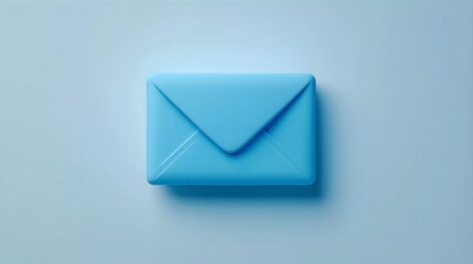 3d model icon of a blue envelope letter on neutral background