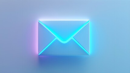 neon icon logo of an envelope with light pink and blue colors