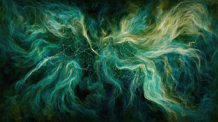 Obraz premium Abstract cosmic scene with swirling colors and star patterns, evoking a sense of wonder.