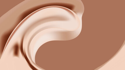 Abstract brown Mocha Mousse background with waves. Chocolate cream backdrop. Luxury card. Coffee color gradient. Banner, poster. template. Copy space. Modern pop art wallpaper. Textured effect. Flyer