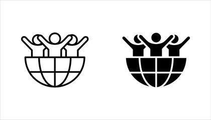 World population linear icon set. Global society. vector illustration on white background