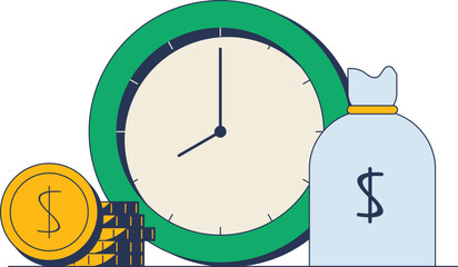 Obraz premium Time is Money Illustration 