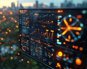 Smart Grid Network Visualized as Futuristic Holographic Display for Energy Analytics