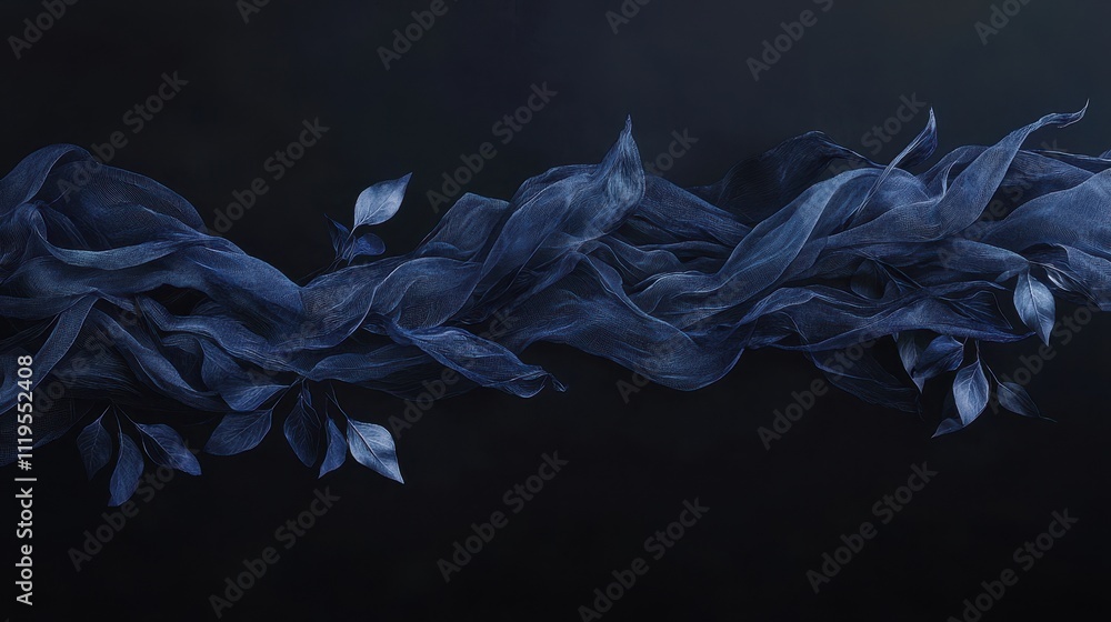 Aufkleber dark and moody composition featuring delicate leaves and flowing textures in a subtle background
