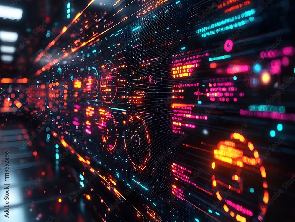 Poster futuristic smart grid hub showcasing advanced ai powered energy flow monitoring and data analysis on
