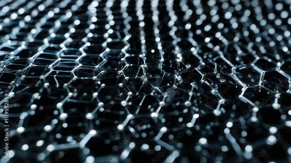 Aufkleber metallic-looking molecular hexagonal structure slowly shifting, perfect as a background for topics l