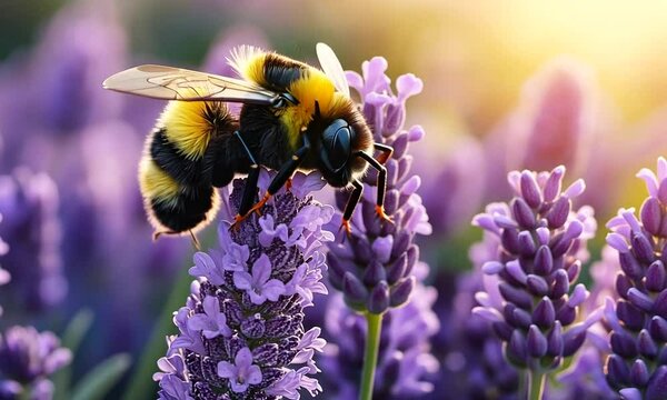 Bumble bee on lavender flower