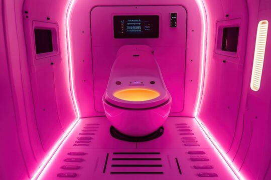 Futuristic Pink Toilet in a Space Age Bathroom