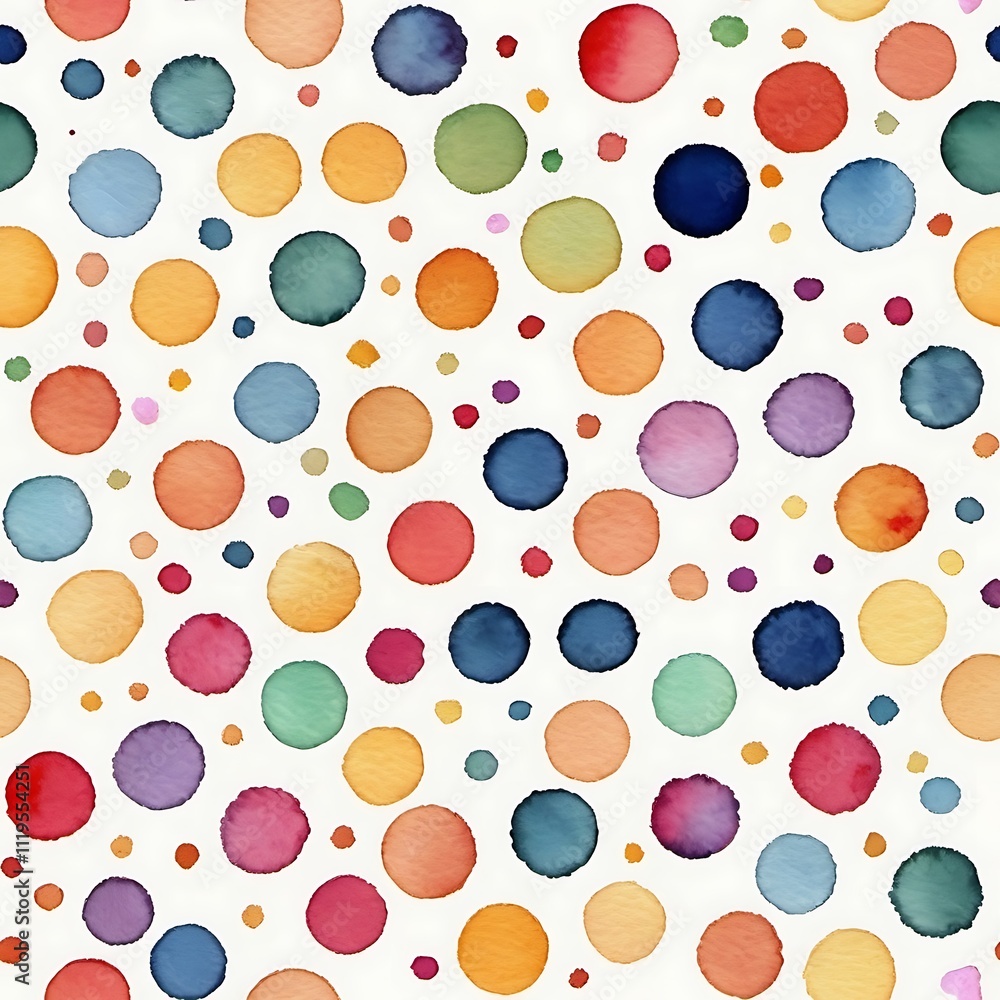Poster watercolor polka dot pattern: a cheerful and vibrant seamless pattern featuring colorful watercolor 